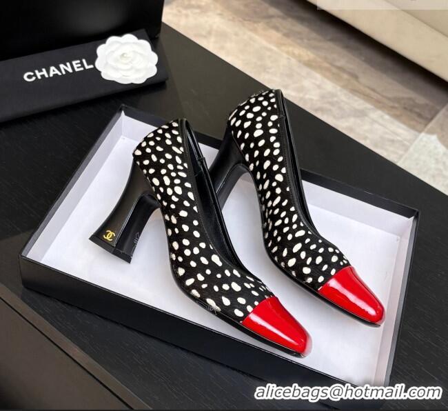 ​Stylish Discount Chanel Horsehair & Patent Calfskin Pumps G47180 Black/Red Spring Summer 2026