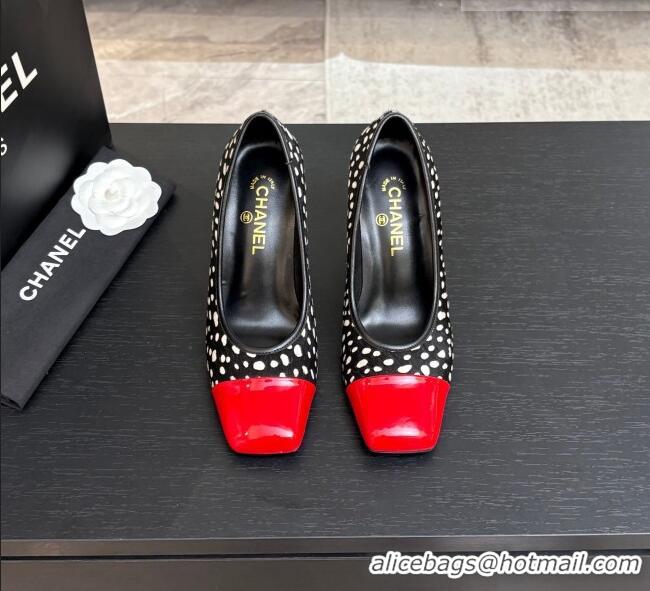 ​Stylish Discount Chanel Horsehair & Patent Calfskin Pumps G47180 Black/Red Spring Summer 2026
