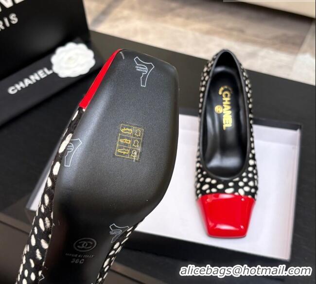 ​Stylish Discount Chanel Horsehair & Patent Calfskin Pumps G47180 Black/Red Spring Summer 2026