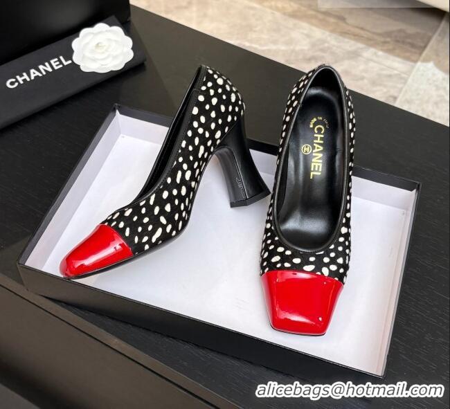 ​Stylish Discount Chanel Horsehair & Patent Calfskin Pumps G47180 Black/Red Spring Summer 2026