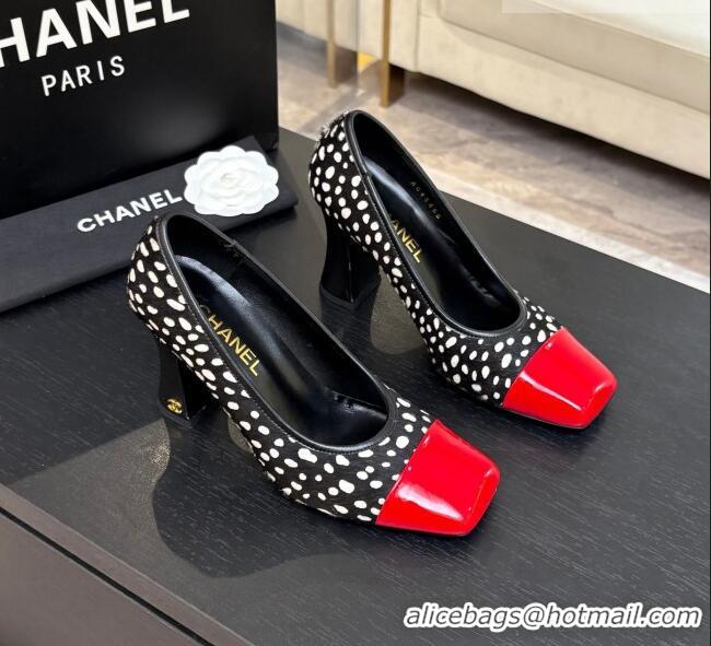 ​Stylish Discount Chanel Horsehair & Patent Calfskin Pumps G47180 Black/Red Spring Summer 2026