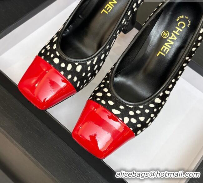 ​Stylish Discount Chanel Horsehair & Patent Calfskin Pumps G47180 Black/Red Spring Summer 2026