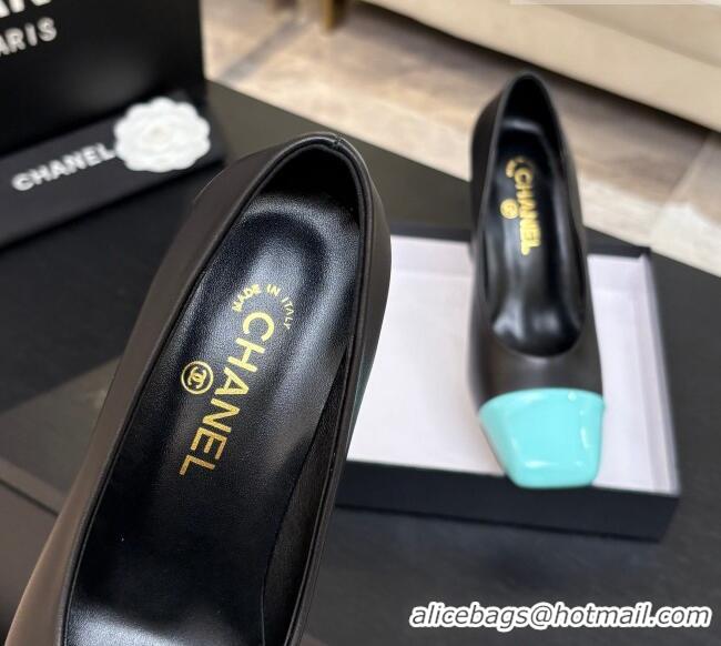 ​Best Grade Chanel Lambskin & Patent Calfskin Pumps G47180 Black/Blue Spring Summer 2026