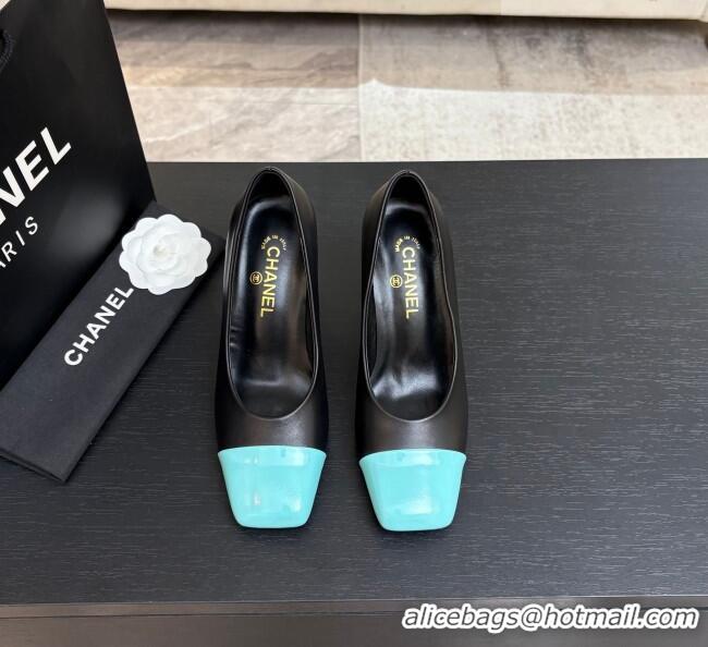 ​Best Grade Chanel Lambskin & Patent Calfskin Pumps G47180 Black/Blue Spring Summer 2026