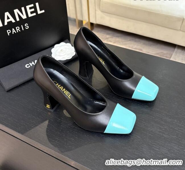 ​Best Grade Chanel Lambskin & Patent Calfskin Pumps G47180 Black/Blue Spring Summer 2026