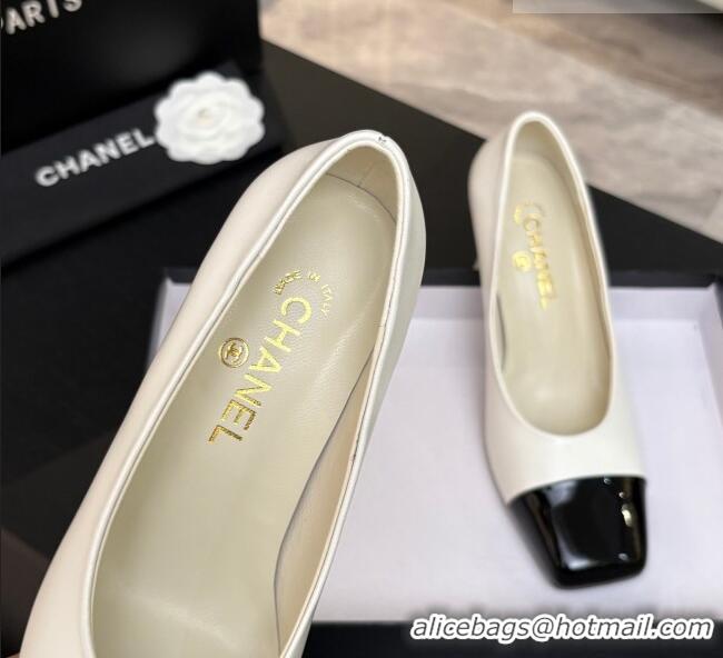 ​Classic Discount Chanel Lambskin & Patent Calfskin Pumps G47180 White Spring Summer 2026