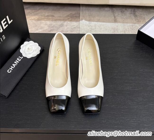 ​Classic Discount Chanel Lambskin & Patent Calfskin Pumps G47180 White Spring Summer 2026
