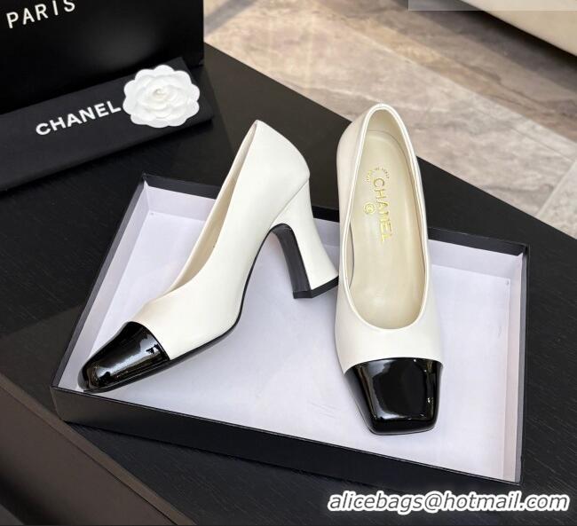​Classic Discount Chanel Lambskin & Patent Calfskin Pumps G47180 White Spring Summer 2026