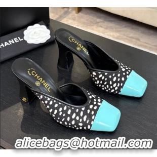 ​Original Cheap Chanel Horsehair & Patent Calfskin Mules G47176 Black/Blue Spring Summer 2026