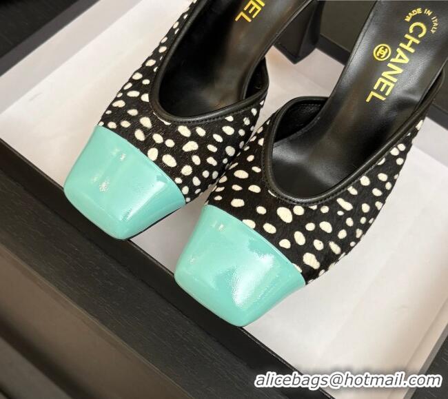 ​Original Cheap Chanel Horsehair & Patent Calfskin Mules G47176 Black/Blue Spring Summer 2026