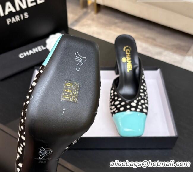 ​Original Cheap Chanel Horsehair & Patent Calfskin Mules G47176 Black/Blue Spring Summer 2026