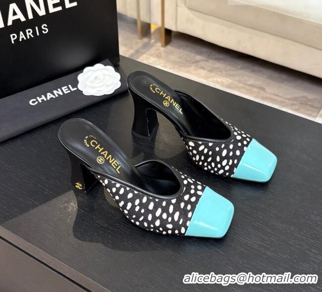 ​Original Cheap Chanel Horsehair & Patent Calfskin Mules G47176 Black/Blue Spring Summer 2026
