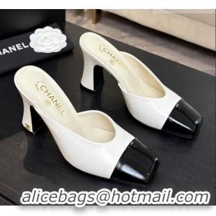 ​Free Shipping Chanel Lambskin & Patent Calfskin Mules G47176 White Spring Summer 2026
