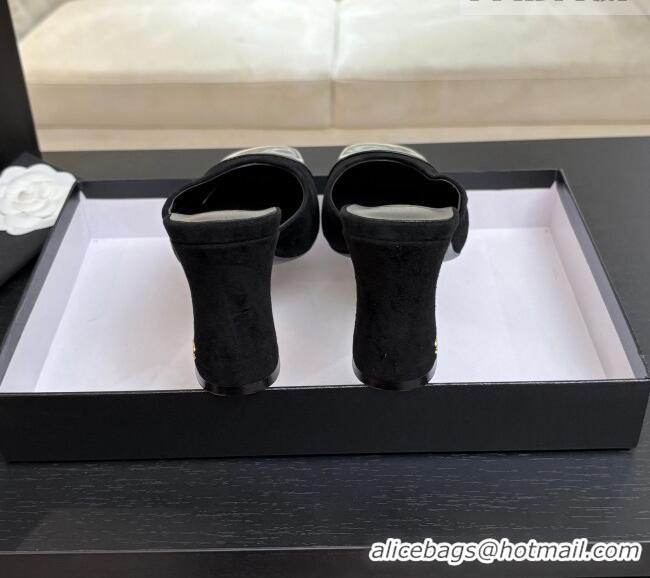 ​Original Cheap Chanel Suede & Patent Calfskin Mules G47176 Black Spring Summer 2026