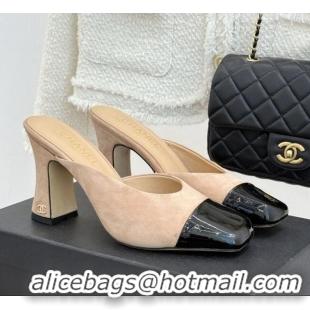 ​Top Design Chanel Suede & Patent Calfskin Mules G47176 Beige Spring Summer 2026