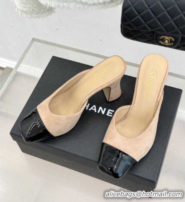 ​Top Design Chanel Suede & Patent Calfskin Mules G47176 Beige Spring Summer 2026
