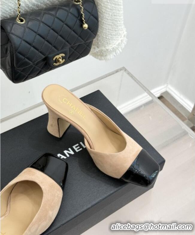 ​Top Design Chanel Suede & Patent Calfskin Mules G47176 Beige Spring Summer 2026