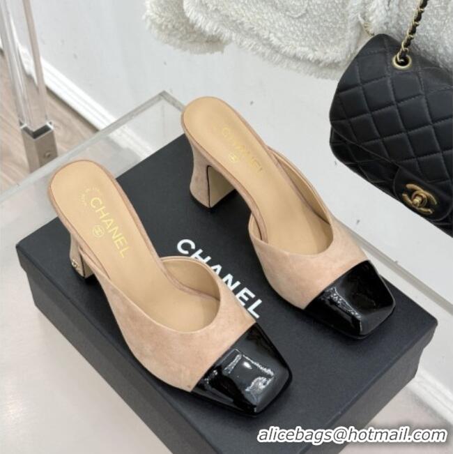 ​Top Design Chanel Suede & Patent Calfskin Mules G47176 Beige Spring Summer 2026