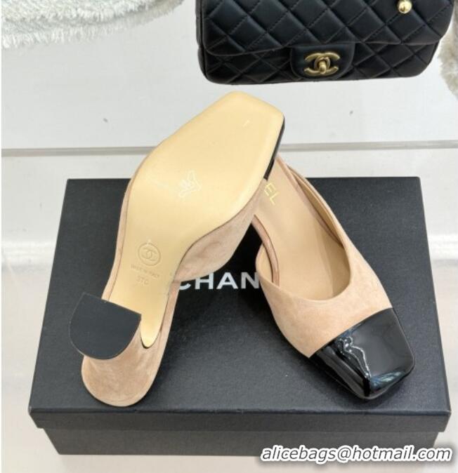 ​Top Design Chanel Suede & Patent Calfskin Mules G47176 Beige Spring Summer 2026