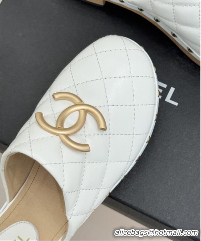 Traditional Discount Chanel Calfskin Mules CH040205 White 2026