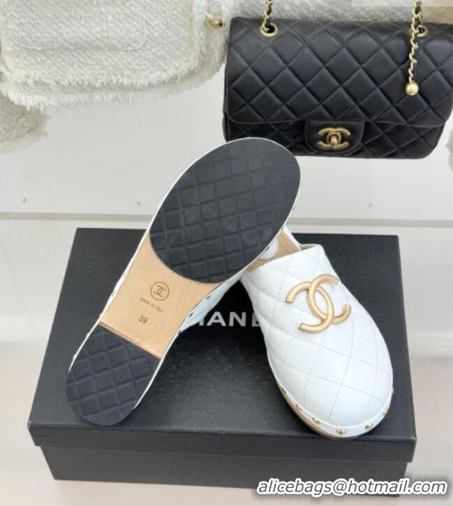 Traditional Discount Chanel Calfskin Mules CH040205 White 2026