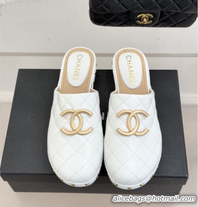 Traditional Discount Chanel Calfskin Mules CH040205 White 2026