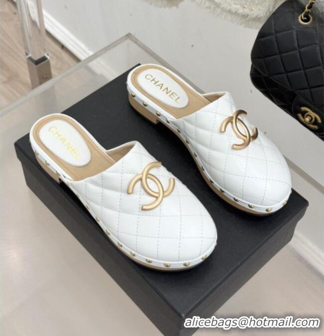 Traditional Discount Chanel Calfskin Mules CH040205 White 2026