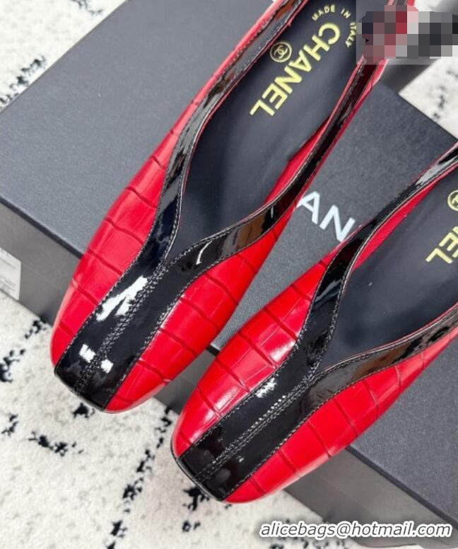Super Quality Chanel Pumps in Crocodile Embossed Calfskin & Patent Calfskin G47181 Red/Black 2026