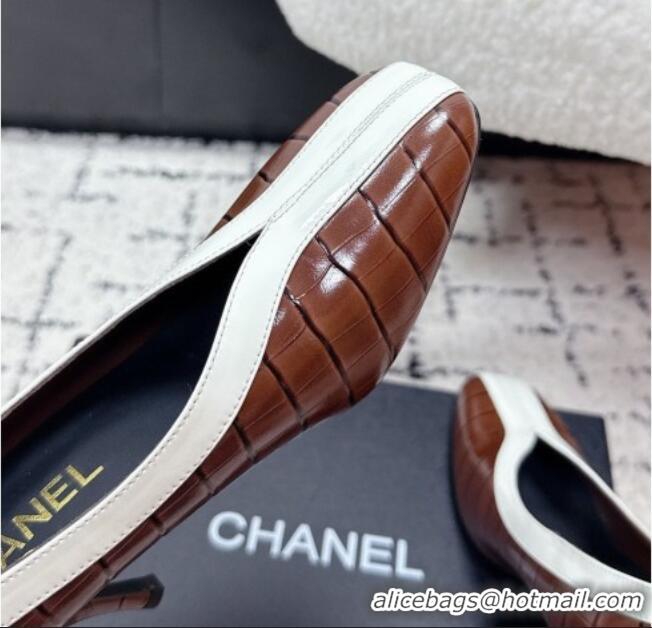 Promotional Chanel Pumps in Crocodile Embossed Calfskin & Patent Calfskin G47181 Brown/White 2026