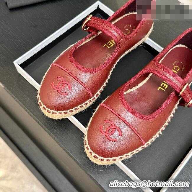 Well Crafted Chanel Calfskin Mary Janes in Burgundy Lambskin G47256 Spring Summer 2026