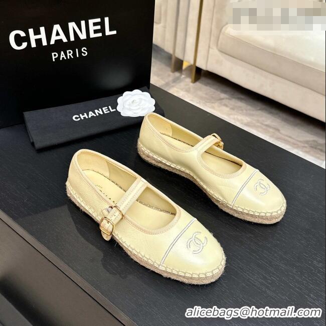 ​Well Crafted Chanel Calfskin Mary Janes in Yellow Lambskin G47256 Spring Summer 2026