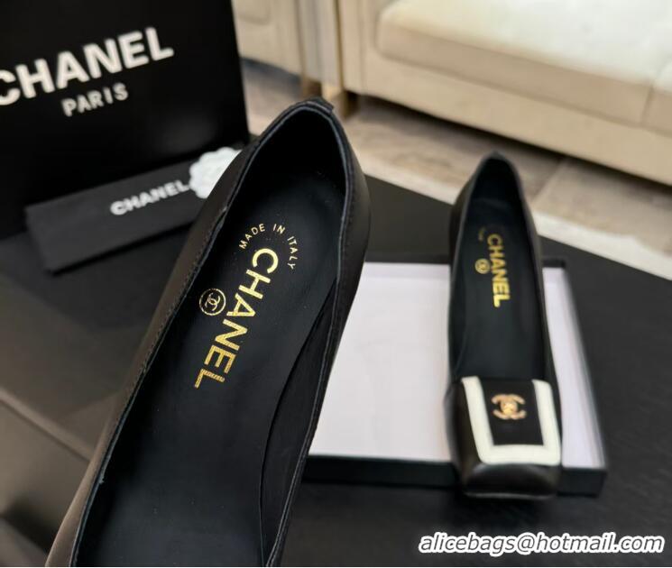Cheap Chanel Lambskin Pumps CC Logo With Square Toe Heel 90mm G47208 Black/White Spring Summer 2026
