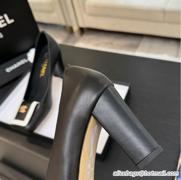 Cheap Chanel Lambskin Pumps CC Logo With Square Toe Heel 90mm G47208 Black/White Spring Summer 2026