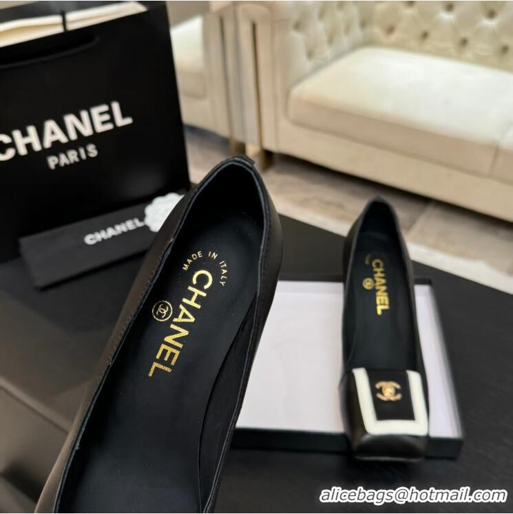 Cheap Chanel Lambskin Pumps CC Logo With Square Toe Heel 90mm G47208 Black/White Spring Summer 2026