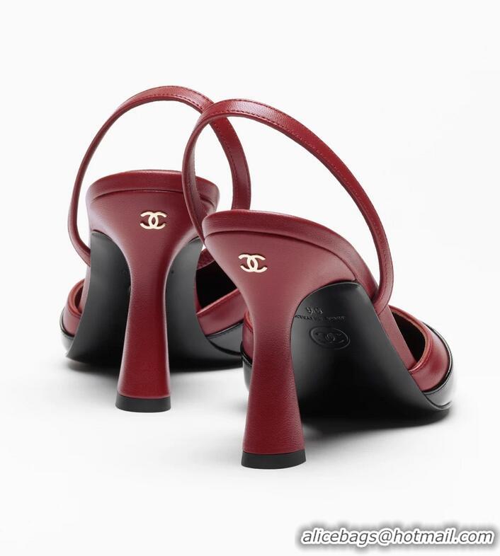 Promotional Chanel Slingbacks Lambskin With Patent Calfskin Heel 90mm G47175 Burgundy/Black Spring Summer 2026