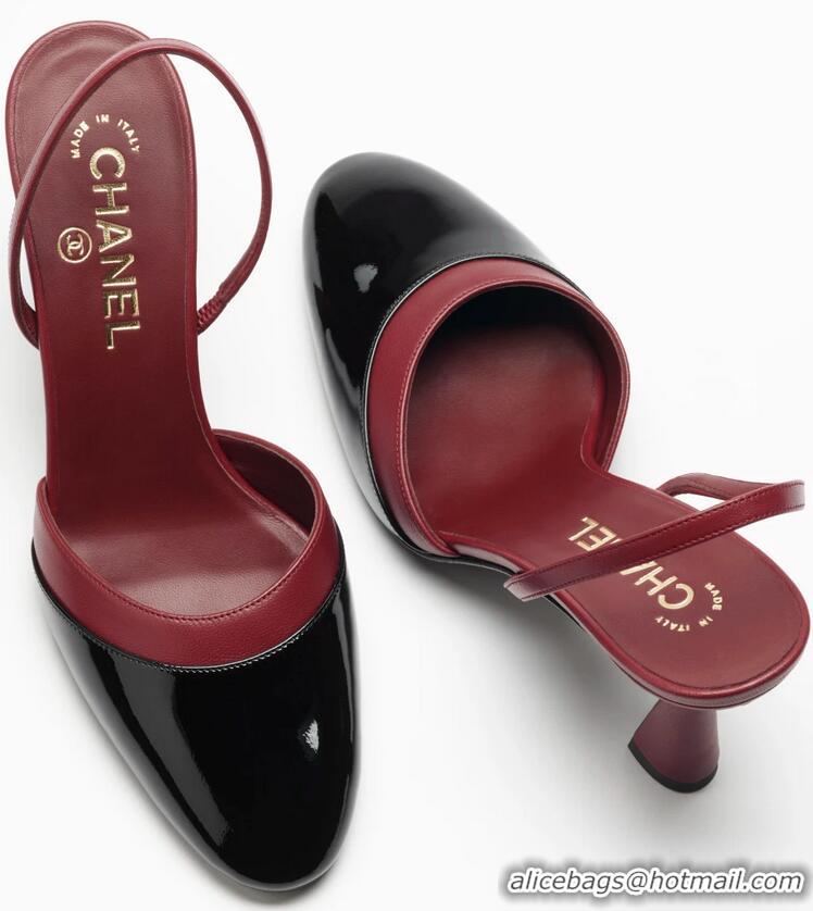 Promotional Chanel Slingbacks Lambskin With Patent Calfskin Heel 90mm G47175 Burgundy/Black Spring Summer 2026