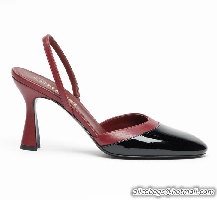 Promotional Chanel Slingbacks Lambskin With Patent Calfskin Heel 90mm G47175 Burgundy/Black Spring Summer 2026
