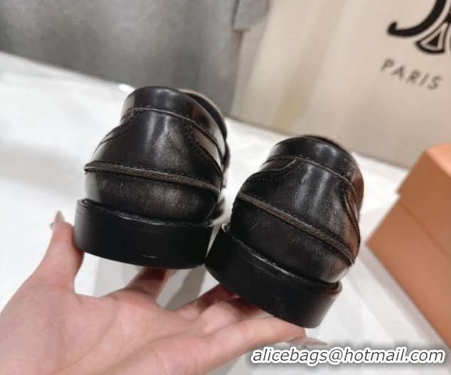 Best Grade Miu Miu Calf Leather Penny Loafers 5D773D Black 2026