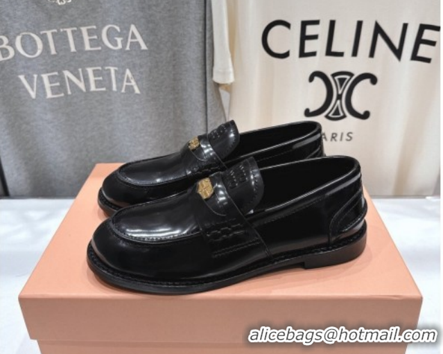Classic Hot Miu Miu Patent Leather Penny Loafers 5D773D Black 2026