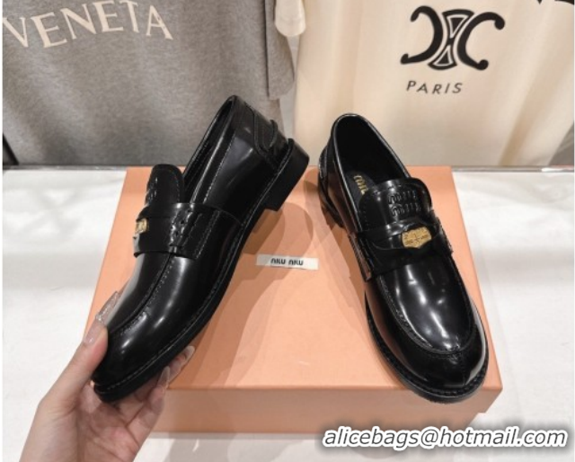 Classic Hot Miu Miu Patent Leather Penny Loafers 5D773D Black 2026