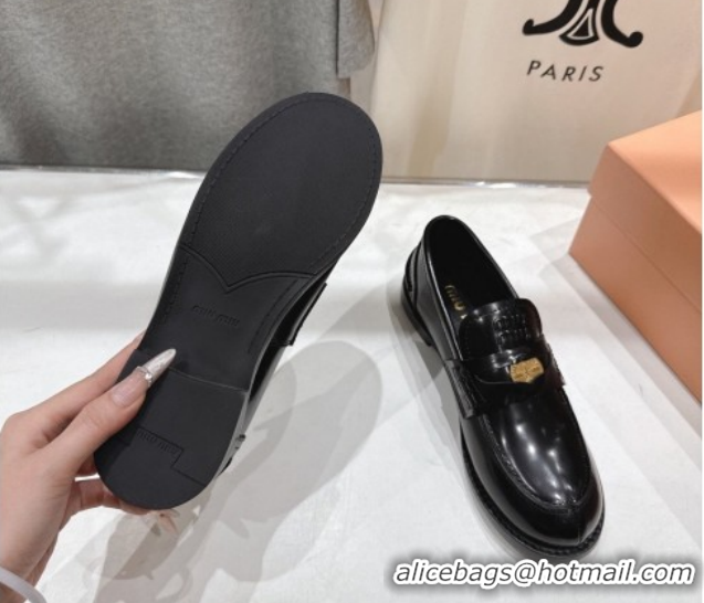 Classic Hot Miu Miu Patent Leather Penny Loafers 5D773D Black 2026