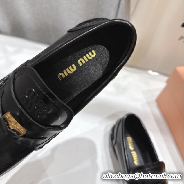 Classic Hot Miu Miu Patent Leather Penny Loafers 5D773D Black 2026