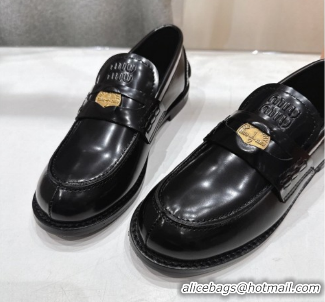 Classic Hot Miu Miu Patent Leather Penny Loafers 5D773D Black 2026