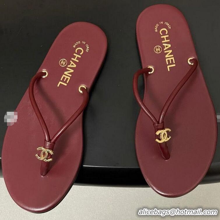 ​Hot Style Chanel Thongs in Calfskin G47243 Burgundy Spring Summer 2026