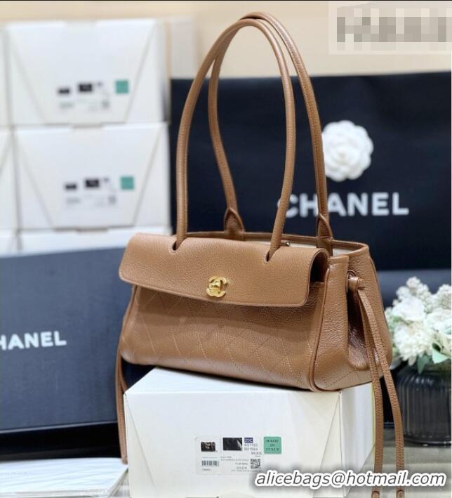 Grade Design Chanel Small Shopping Bag in Brown Grained Calfskin AS6288 Spring Summer 2026 Top Quality