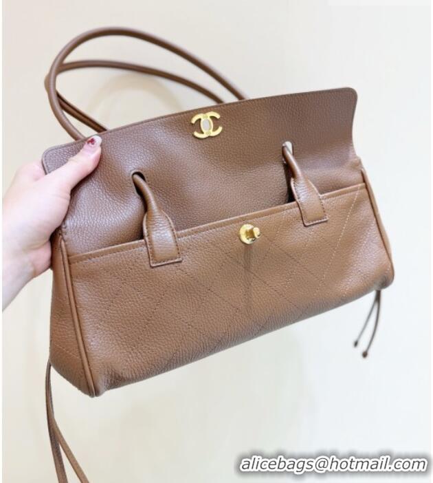 Grade Design Chanel Small Shopping Bag in Brown Grained Calfskin AS6288 Spring Summer 2026 Top Quality