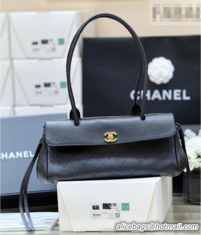 Good Taste Chanel Small Shopping Bag in Black Grained Calfskin AS6288 Spring Summer 2026 Top Quality