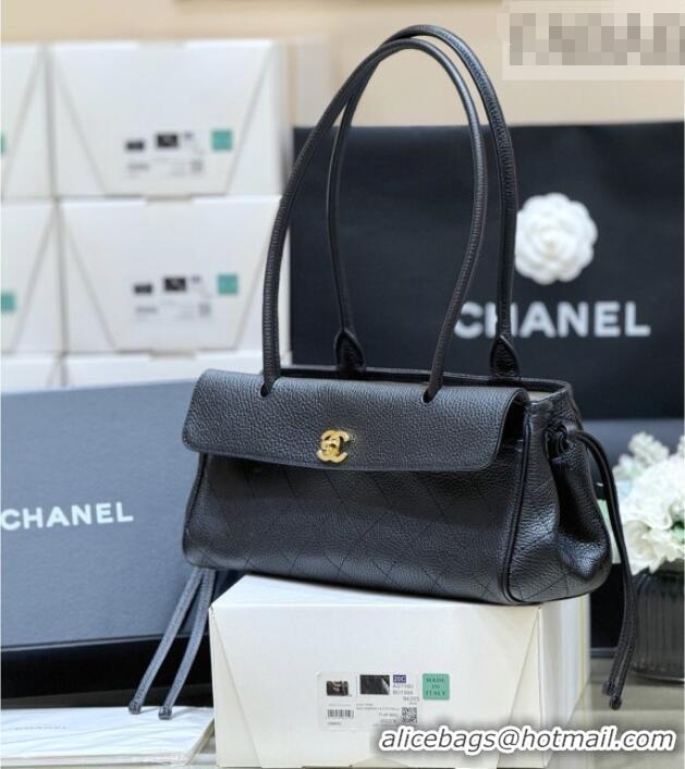 Good Taste Chanel Small Shopping Bag in Black Grained Calfskin AS6288 Spring Summer 2026 Top Quality