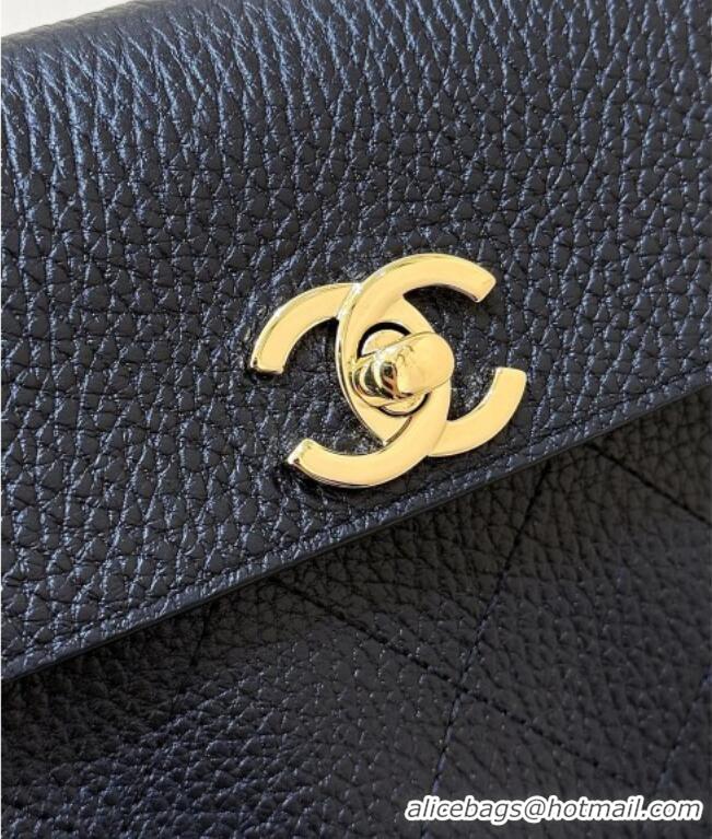 Good Taste Chanel Small Shopping Bag in Black Grained Calfskin AS6288 Spring Summer 2026 Top Quality