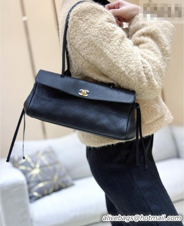 Good Taste Chanel Small Shopping Bag in Black Grained Calfskin AS6288 Spring Summer 2026 Top Quality